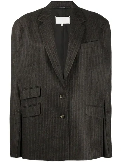 Maison Margiela Oversized Stripe Jacket In Grey