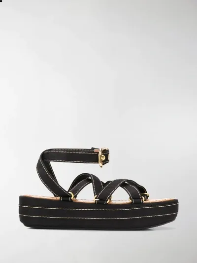 Marni Flatform Strappy Sandals In Black