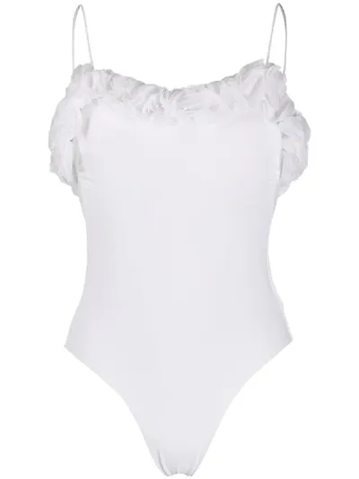 La Reveche Ruffle Trimmed One Piece In White