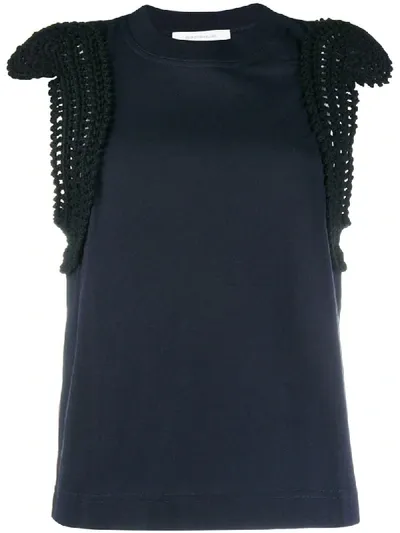 Cedric Charlier Knitted Trim Vest Top In Black