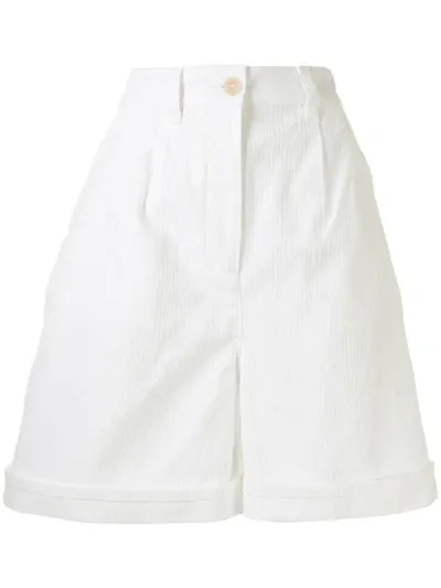 Loewe High-waisted Turn-up Shorts In White