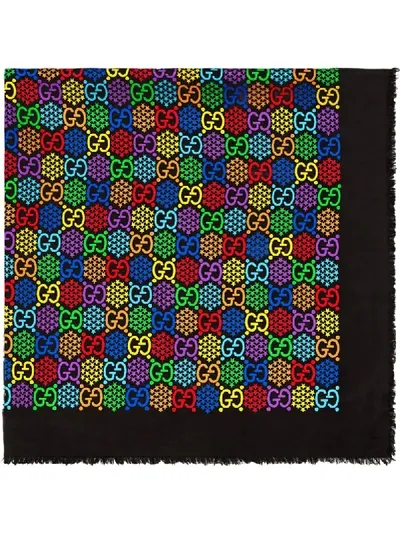 Gucci Gg Psychedelic Scarf In Black