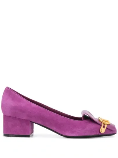 Valentino Garavani Vlogo Suede Pumps In Purple