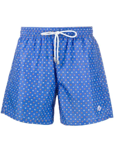 Borrelli Micro Floral Print Swimming Trunks In Blue