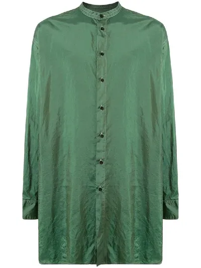 Jil Sander Oversized-pocket Long-line Shirt In Green