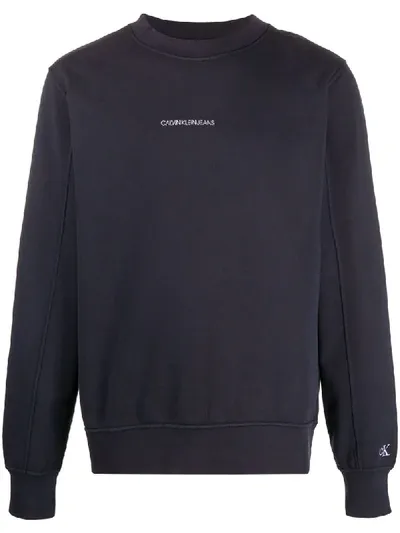 Calvin Klein Jeans Est.1978 Logo-embroidered Mock-neck Sweatshirt In Blue