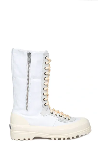 Superga X Paura Zipped Combat Boots In White