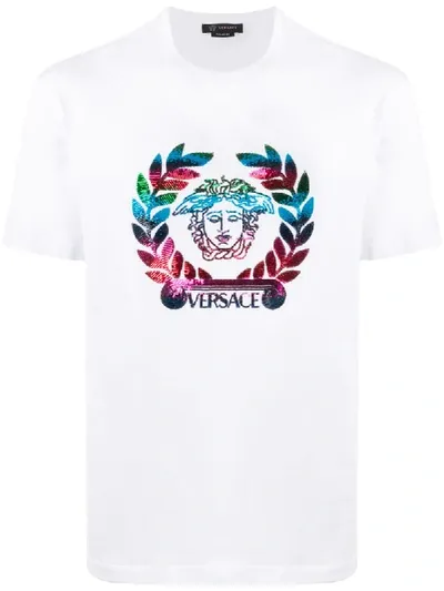 Versace Medusa Sequinned T-shirt In White