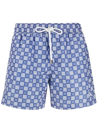 Borrelli Drawstring Printed Shorts In Blue