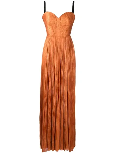 Maria Lucia Hohan Rayna Pleated Silk Gown In Orange