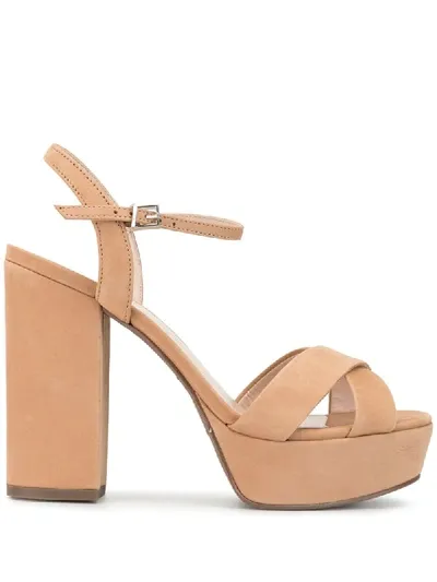 Schutz Platform 110mm Sandals In Brown