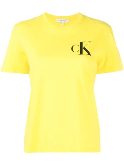 Calvin Klein Jeans Est.1978 Logo Crew-neck T-shirt In Yellow