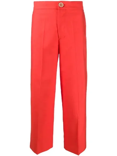 Erika Cavallini High-rise Cropped Trousers In Orange