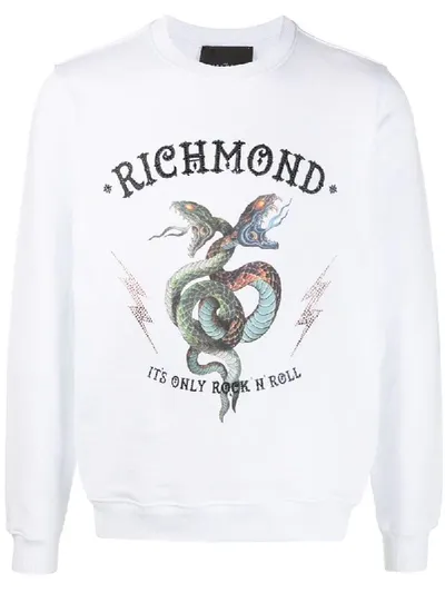 John Richmond Rhinestone-embellished Logo Sweatshirt In White