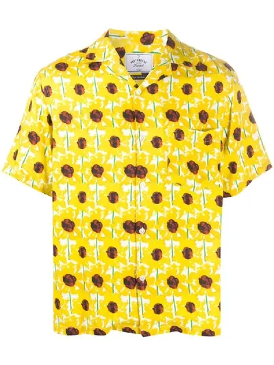 Portuguese Flannel Printed Short Sleeve Shirt In Yellow