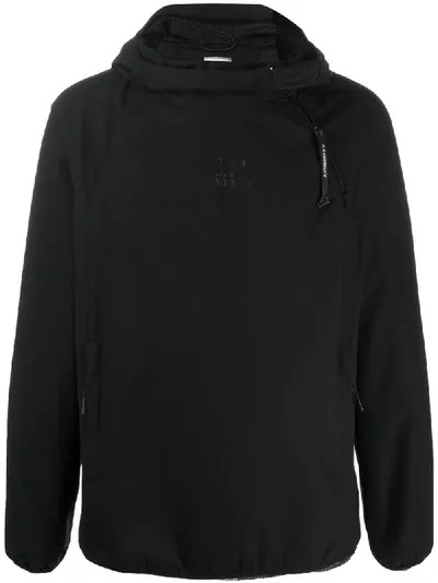 C.p. Company Zipped Logo Anorak In Black