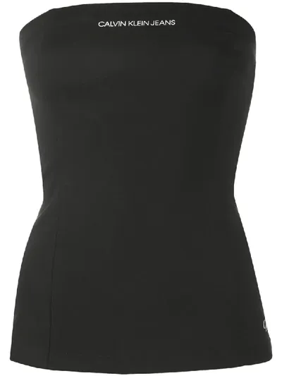 Calvin Klein Jeans Est.1978 Milano Jersey Tube Top In Black