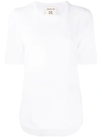 Semicouture Curved Hem T-shirt In White