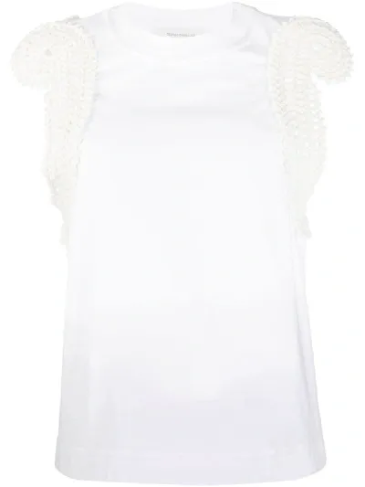 Cedric Charlier Knitted Trim Vest Top In White