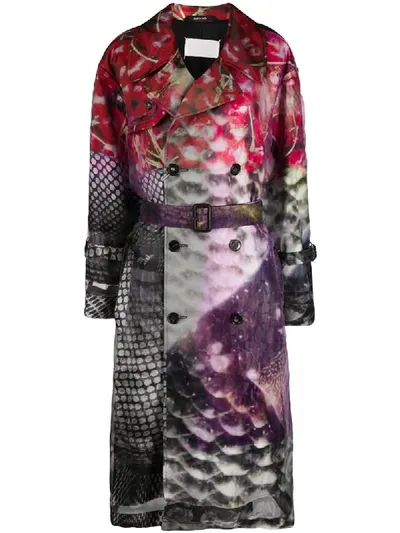 Maison Margiela Trenchcoat Mit Abstraktem Print In Red