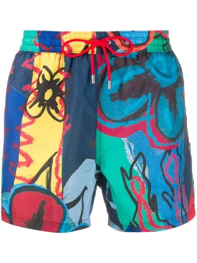 Paul Smith Printed Swim Shorts In Blue