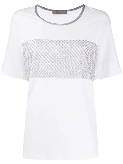 D-exterior Metallic Embroidered T-shirt In White