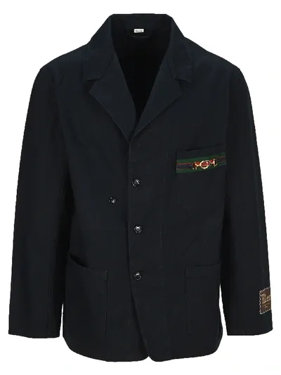 Gucci Cotton Jacket With Cardboard Labels In Blue