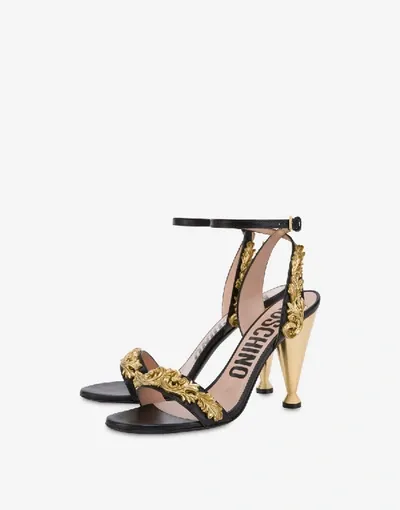 Moschino Frame Decoration Sandals In Black