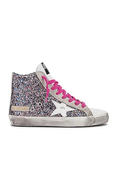 Golden Goose Francy Glitter Sneakers In White  Pink & Grey Glitter