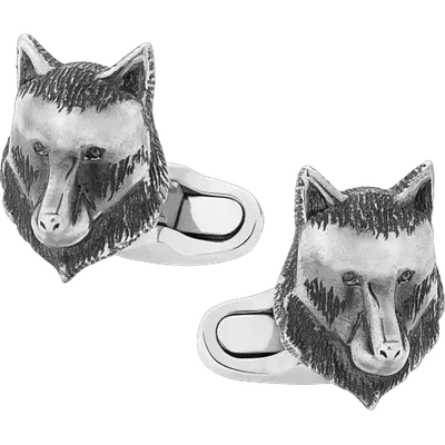 Montblanc Cufflinks, Wolf-head Design In Sterling Silver