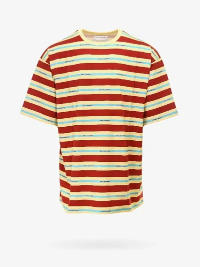 Drôle De Monsieur Cotton Stripe Print T-shirt In Pink