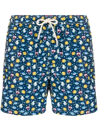 Mc2 Saint Barth Diving Print Swim Shorts In Blue