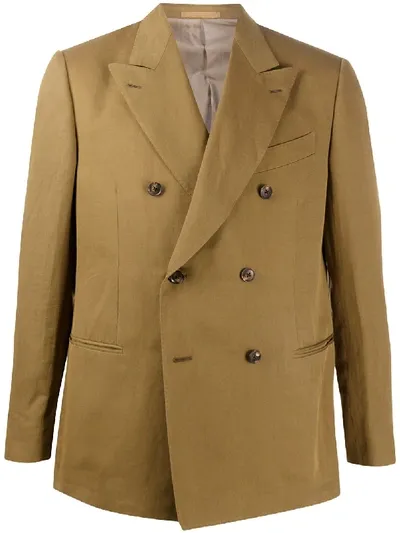 Caruso Double-breasted Blazer In Brown