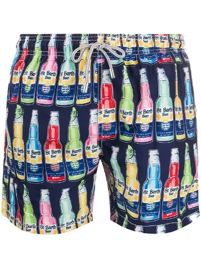 Mc2 Saint Barth Gustavia Graphic-print Swim Shorts In Blue