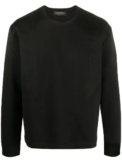 Valentino Rockstud Eagle Crewneck Sweatshirt In Black