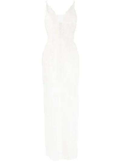 Loulou Plunge-neck Lace Maxi Dress In White