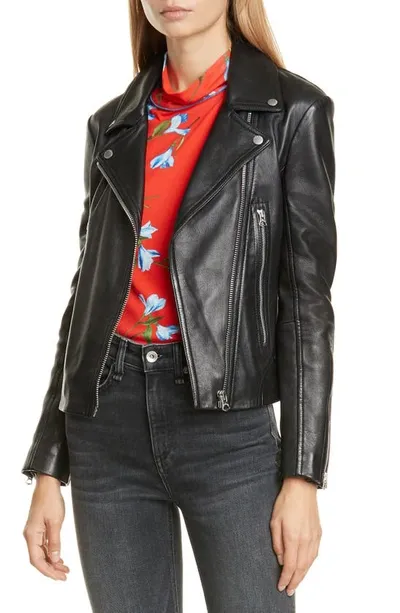 Rag & Bone Mack Lambskin-leather Biker Jacket In Black