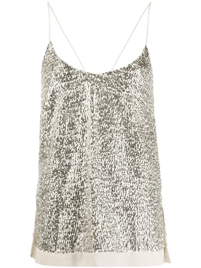 Semicouture Sequin Embellished Top In Neutrals