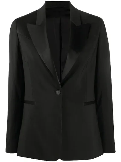 Golden Goose Satin-panel Single-breasted Blazer In Black