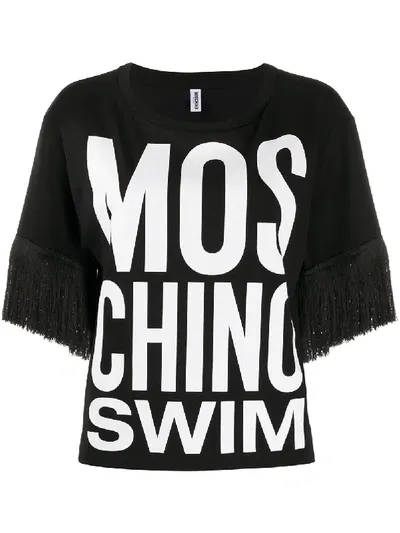 Moschino Swim Cropped T-shirt In Black