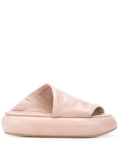 Marsèll Asymmetric Leather Sliders In Neutrals