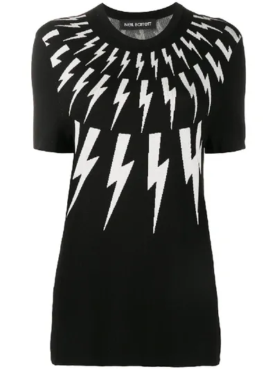 Neil Barrett Thunderbolt Print T-shirt In Black