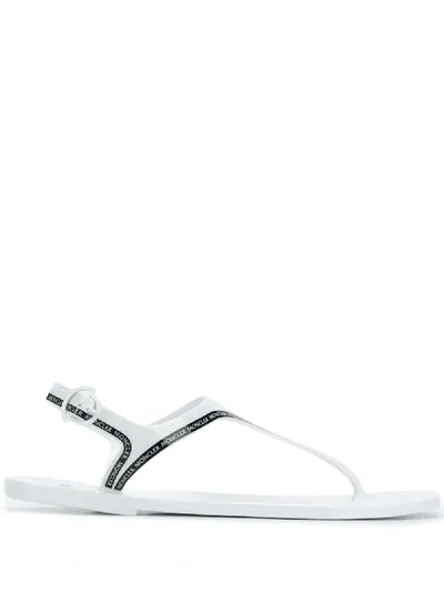 Moncler Logo Trim Thong Sandals In 白色