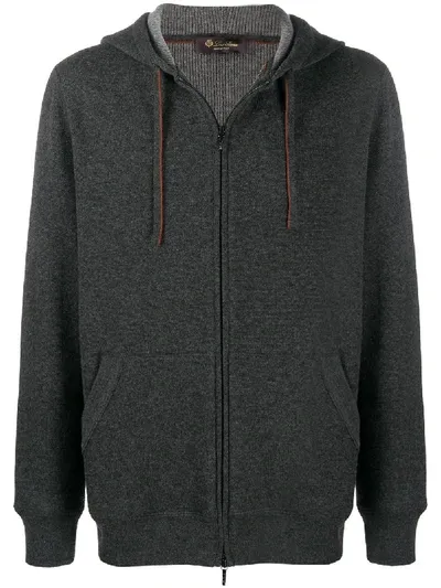 Loro Piana Knitted Zipped Hoodie In Grey