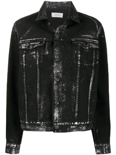 Tanaka Painted Boxy Denim Jacket In Black