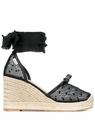 Red Valentino Red(v) Self-tie Wedge Sandals In Black