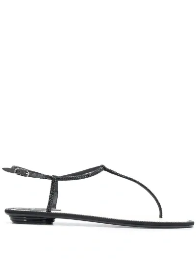 René Caovilla Diana Strass 10mm Sandals In Black