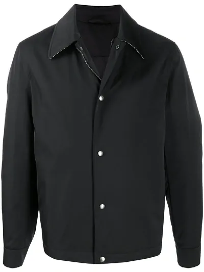 Ferragamo Snap Button-up Shirt Jacket In Black