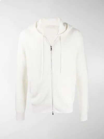 Brett Johnson Textured Zipped Hoodie In White