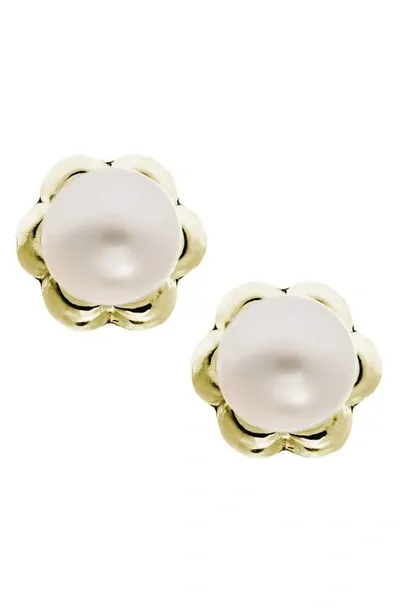 Mignonette Babies'  14k Yellow Gold & Cultured Pearl Earrings In White